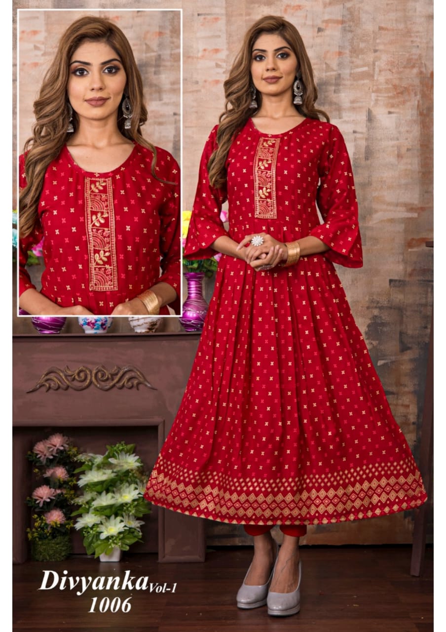 Divyanka 1 Ethnic Wear Wholesale Anarkali Kurtis Catalog
